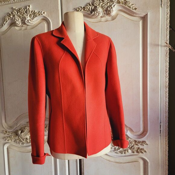 Vintage Talbots Open Wool Blazer Jacket Orange Womens Size 10 - Picture 1 of 7